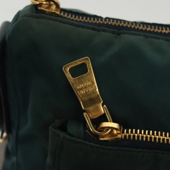 PRADA Shoulder Bag Nylon Green Gold Auth 136672 - Picture 13 of 16